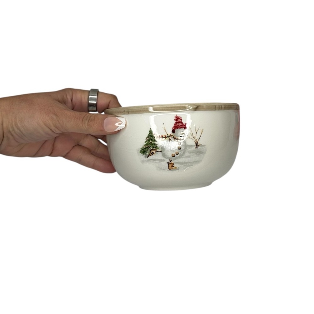 American Atelier Snowman Ceramic Bowl